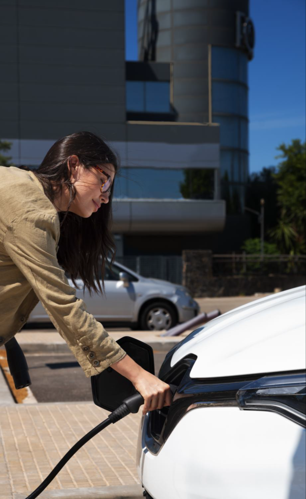 Illustration de véhicule électrique en recharge Ze-Watt